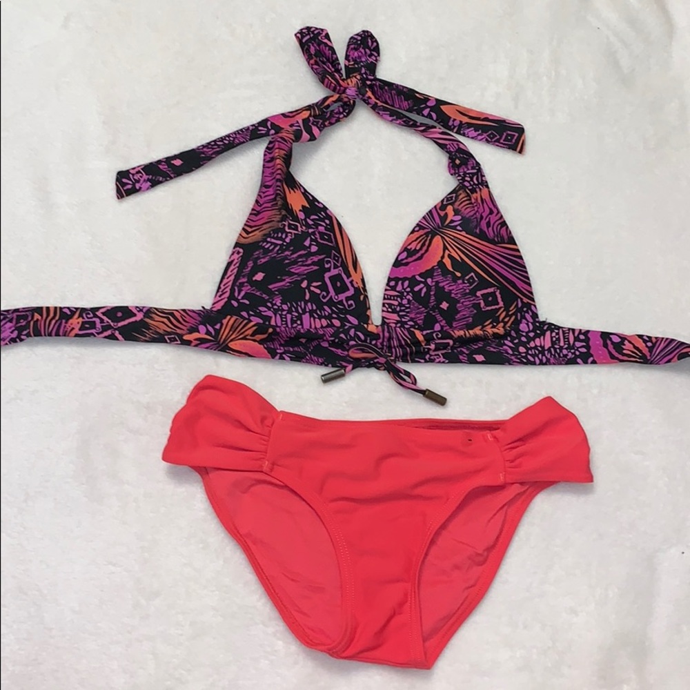 Purple & Coral Bikini top + bottom
